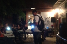 Poet Malik Saunders at a reading at the Brickhouse Gallery, 36th &amp; Broadway.