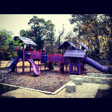 Riverforest Park is home to a soccer field, playground structure, picnic shelter, and newly installed basketabll court