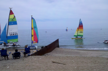 Glencoe sailing beach.  You can rent a kayak or a Hobie Cat there.  Nice people, small, low-key town.