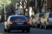 This photo shows a Morristown Police car on South Street.