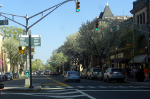This photo shows the South Street entrance to the Green in Morristown.