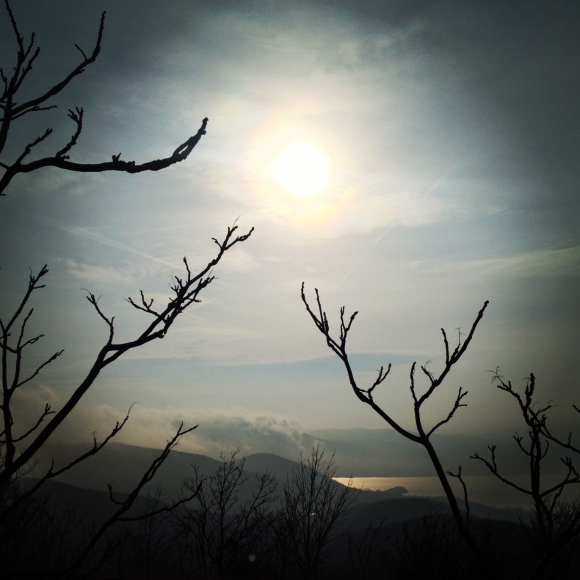 Staring at the sun (atop Mt Beacon)