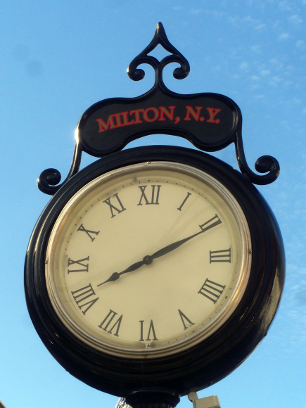 This photo shows the clock on Main Street in Milton, Ulster County.