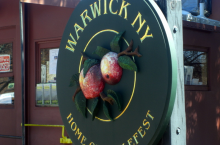 This photo shows the Warwick Applefest sign on South Street.