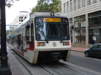 Tram from the airport to downtown