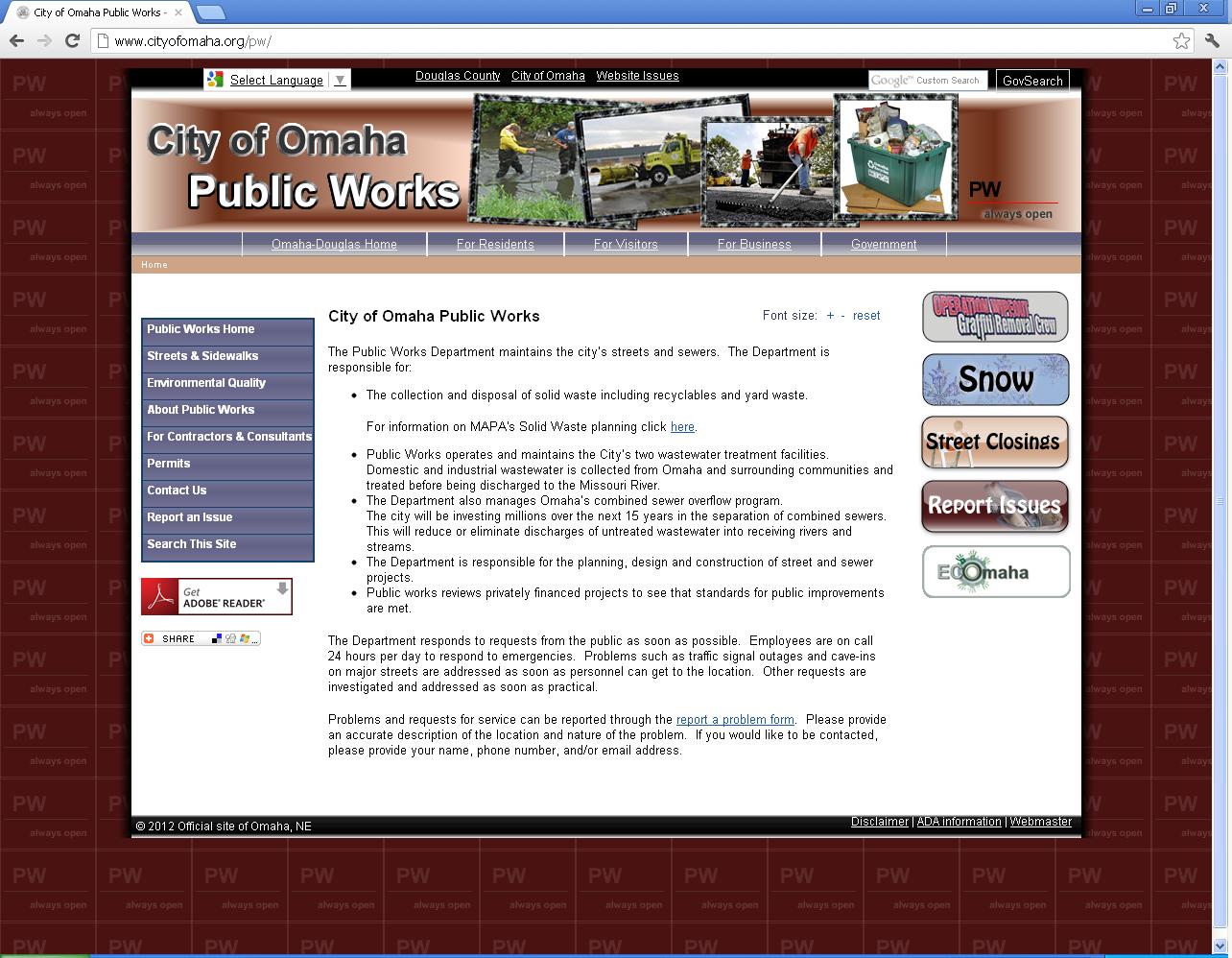 Accessing Public Works Website
