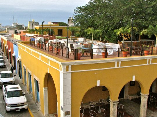 Roof seating for a restaurant. 